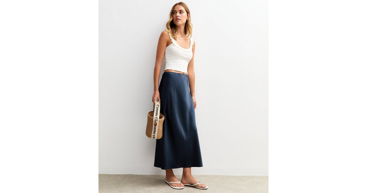 Navy Blue Satin Bias Cut Midi Skirt
						
						Add to Saved Items
						Remove from Saved Items | New Look (UK)