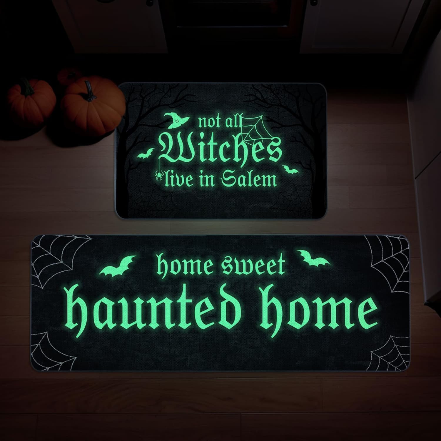 Angel Sar 2-Pack Halloween Kitchen Mat Set with Recycled Rubber Back for Halloween Decor Polyester one_size | L2ZQYA723HHD20 | Lowe's