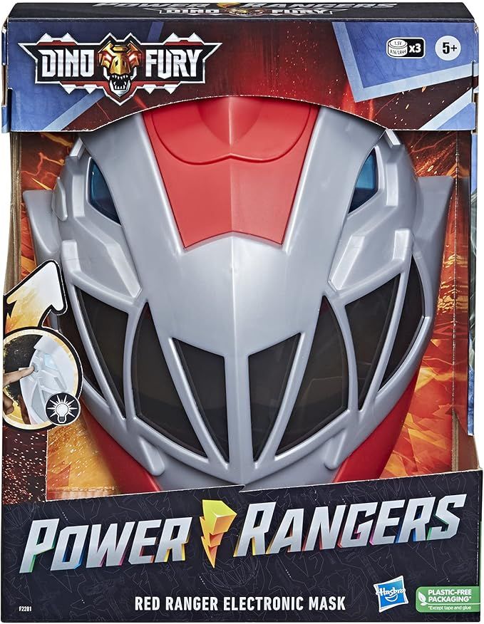 Amazon.com: Power Rangers Dino Fury Red Ranger Electronic Mask Roleplay Toy for Costume and Dress... | Amazon (US)