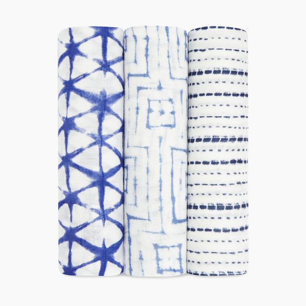 Aden + Anais Silky-Soft Swaddles 3-Pack in Indigo Shibori Size 47.2"" Square | Rayon Muslin Made Wit | Babylist