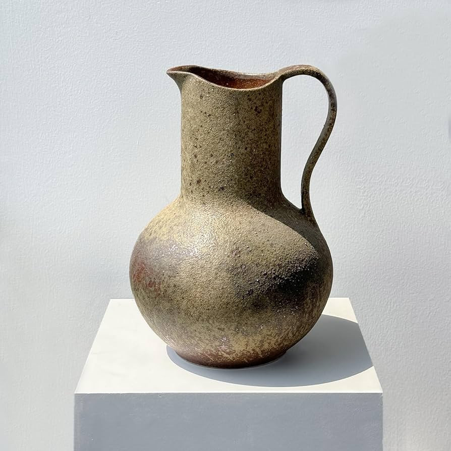 Ceramic Pitcher Flower Vase with Handle, Large Rustic Farmhouse Jug Vase,11'' Vintage Floor Terra... | Amazon (US)