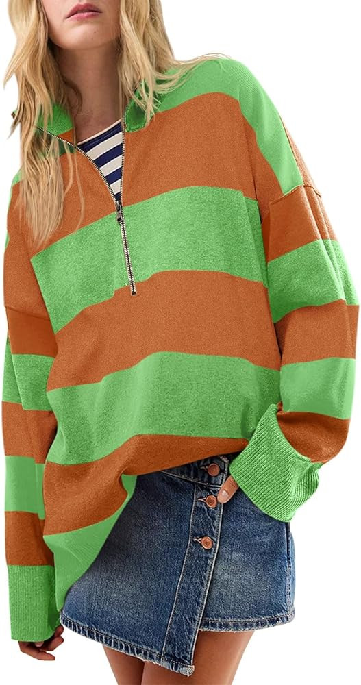 Yousify Oversized Womens Sweaters Fall 2025 Half Zipper Turtleneck Sweater Long Sleeve Tops S-2XL | Amazon (US)