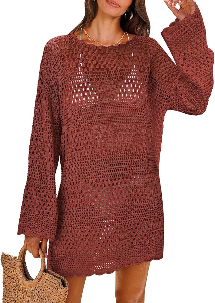 ANRABESS Traje de baño de ganchillo para mujer, traje de baño de verano 2025, vestido de playa ... | Amazon (US)