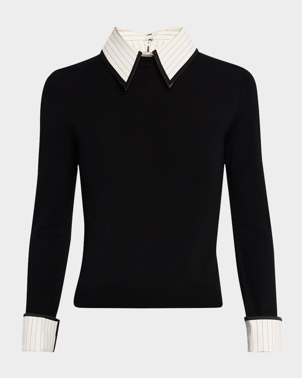 Porla Pinstripe Collared Sweater | Neiman Marcus