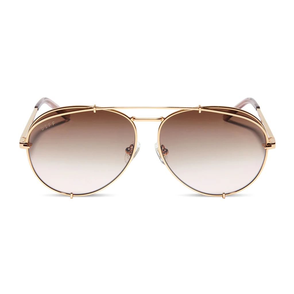 KOKO - GOLD + TAUPE ROSE GRADIENT FLASH SUNGLASSES | DIFF Eyewear