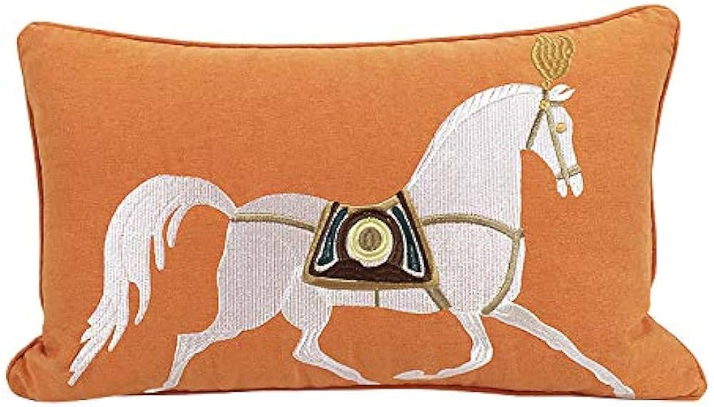 Croker Horse 12x20'' inches Orange Embroidered Horse Throw Pillow Cushion Covers - Modern Fashion Style Couch Sofa Pillow for Living Room Sofa Bedroom | Amazon (US)