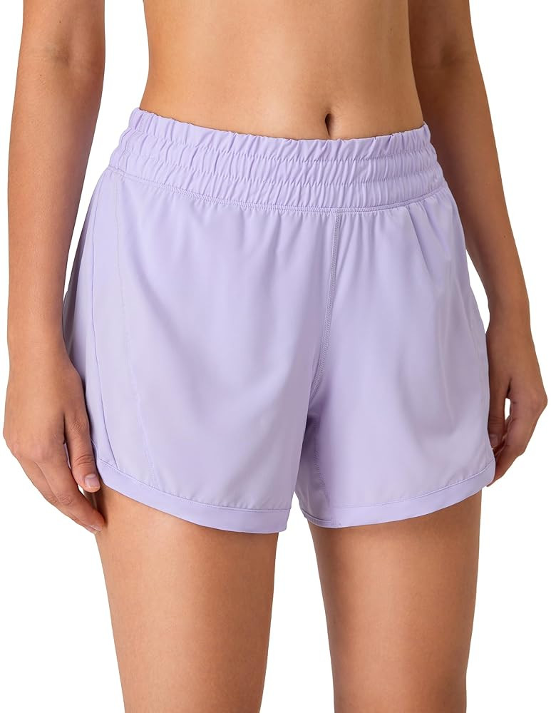 YUNOGA Women's Mid Rise Running Shorts with Mesh Liner 5" Quick Dry Athletic Gym Track Workout Sh... | Amazon (US)