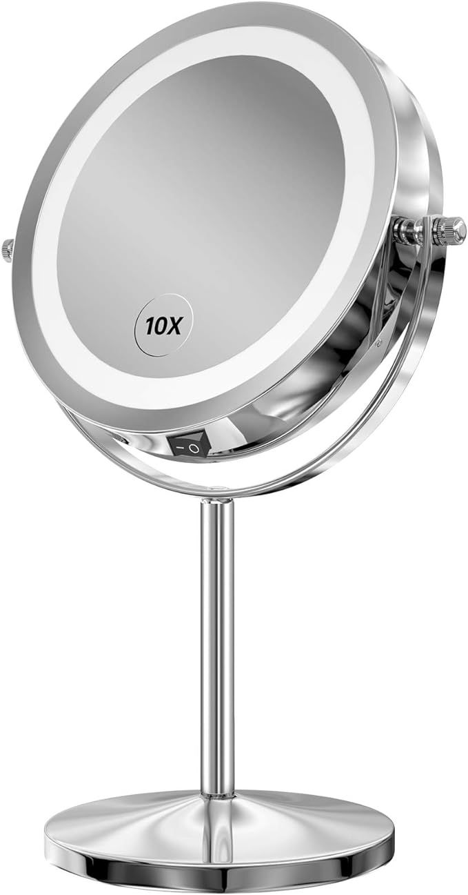 Gospire 10x Magnified Lighted Makeup Mirror Double Sided Round Magnifying Mirror Standing 360 Deg... | Amazon (US)