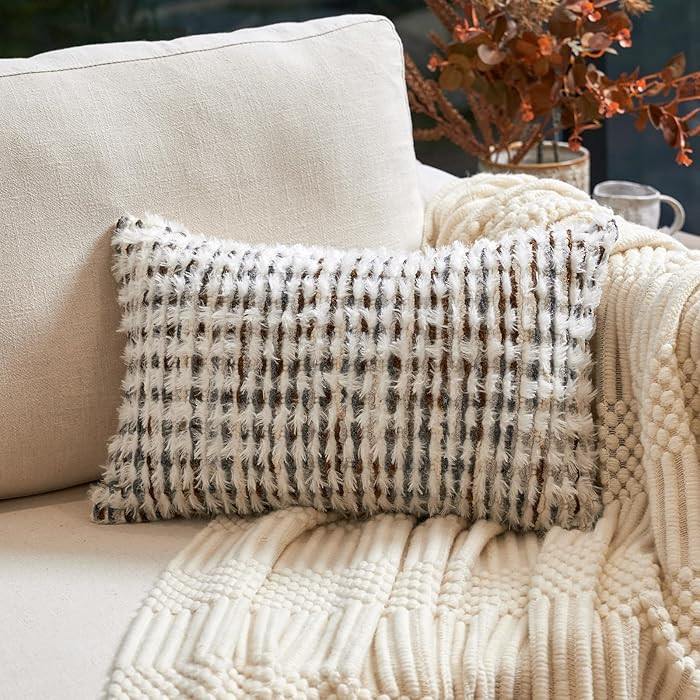 Aeckself Boho Chenille Tufted Pillow Cover 12 x 20 Inch, Rectangle Decorative Lumbar Throw Pillow... | Amazon (US)
