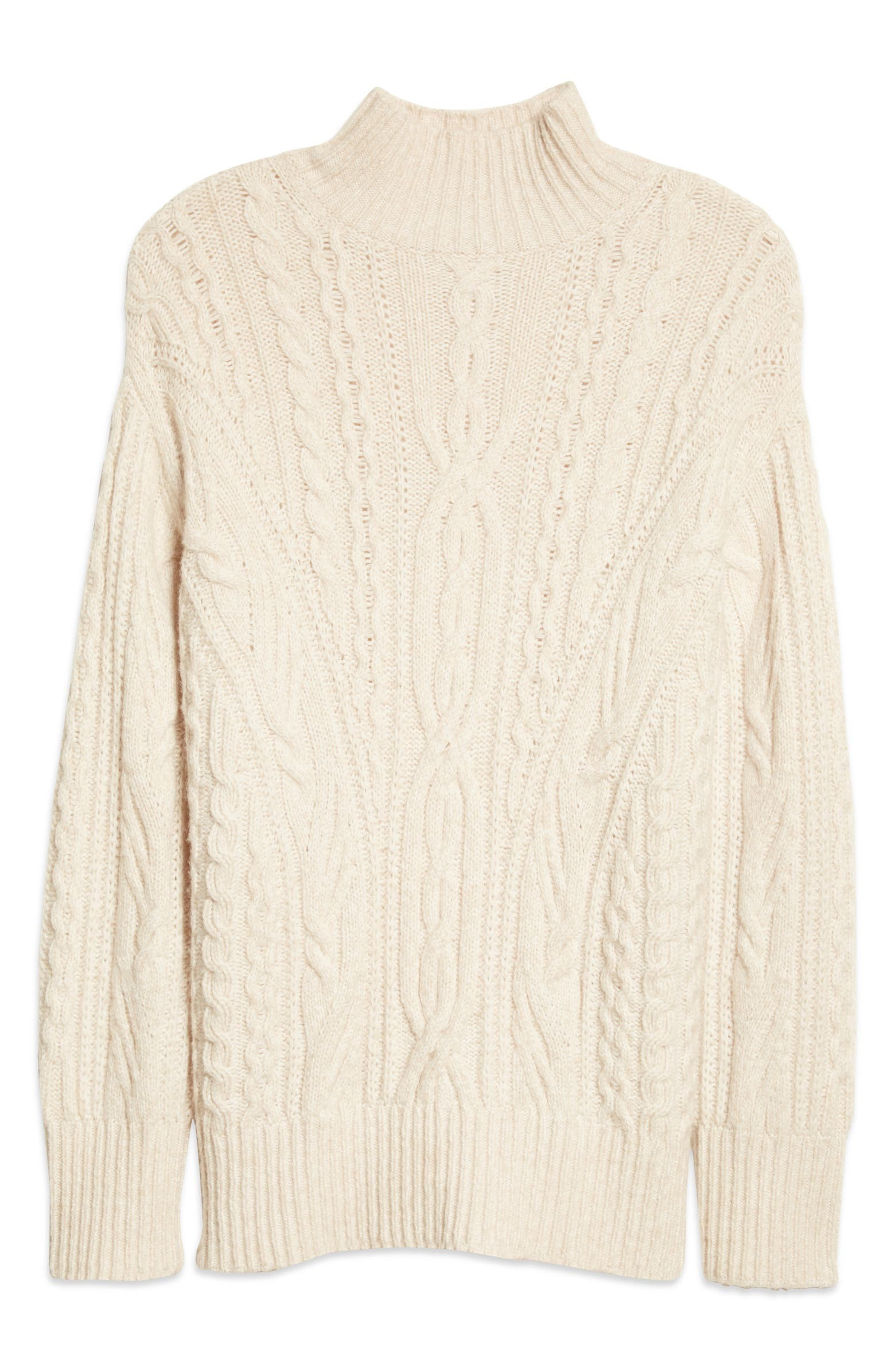 Cable Extrafine Merino Wool Blend Mock Neck Sweater | Nordstrom | Nordstrom
