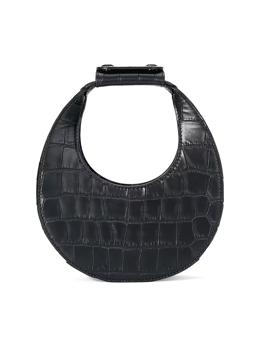 Staud Women's Good Night Moon Crocodile-Embossed Leather Bag - Black Croco | Saks Fifth Avenue