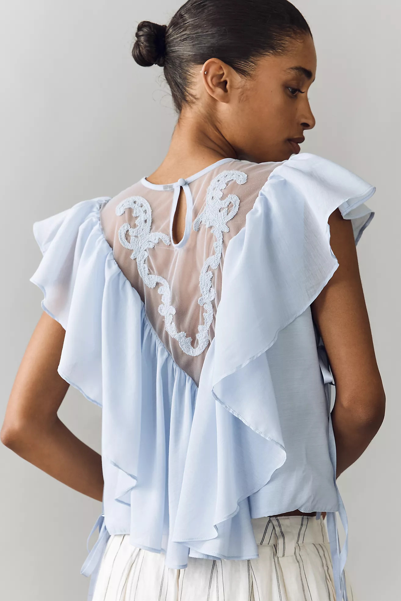 By Anthropologie Sheer Ruffle Top | Anthropologie (US)