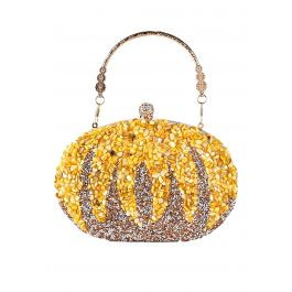 Rhinestone Pumpkin Oval Clutch in Yellow | Chicwish