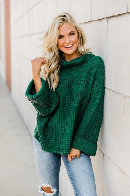 Tell Me What It's Like Evergreen Sweater | The Pink Lily Boutique