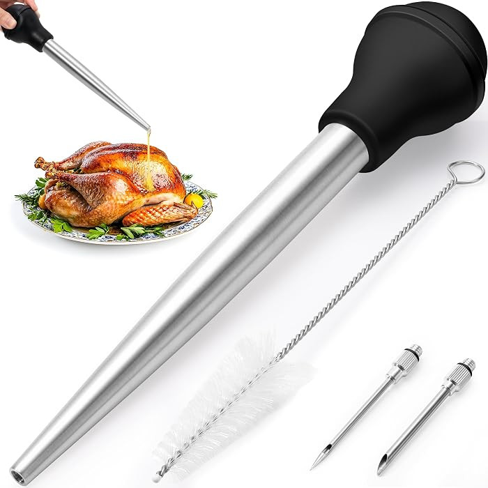Rainspire Upgraded Large Stainless Steel Turkey Baster for Cooking With 2 Detachable Needles and ... | Amazon (US)
