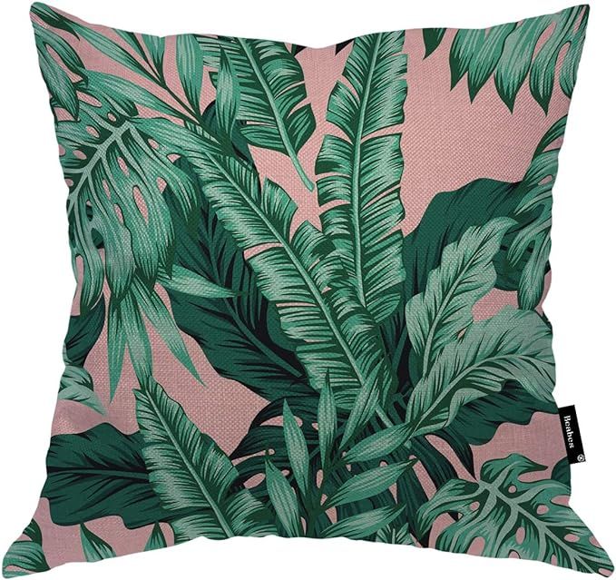 Beabes Tropical Green Palm Leaf Throw Pillow Cover Exotic Forest Tree Jungle Beach Banana Floral ... | Amazon (US)