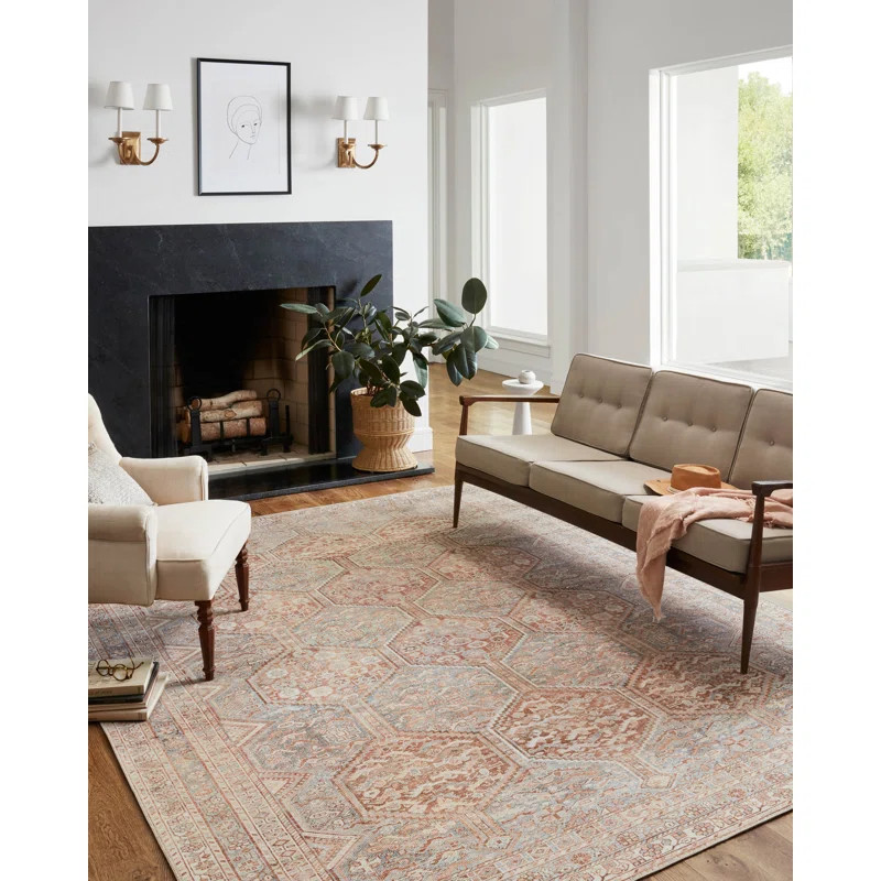 Chris Loves Julia x Loloi Jules Geometric Tangerine/Mist Area Rug | Wayfair North America