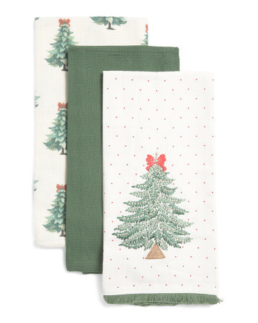 Set Of 3 Christmas Tree Bow Kitchen Towels | TJ Maxx
