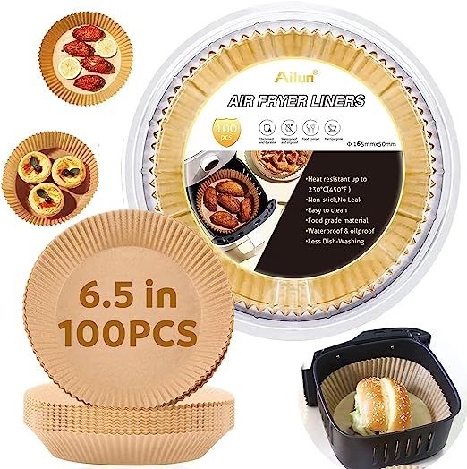 Ailun Air Fryer Disposable Paper Liner, 100PCS Non-Stick Air Fryer Parchment Liners, Oil Resistan... | Amazon (US)