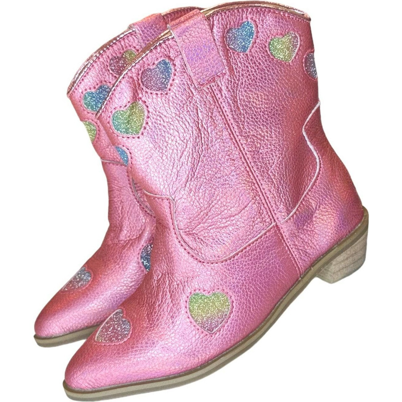 Pink Iridescent Heart Cowgirl Boots | Maisonette