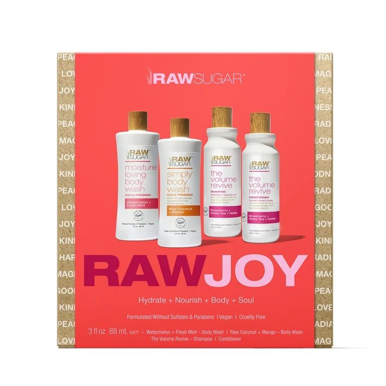 Raw Sugar Raw Joy Unisex Holiday Gift Set, Includes Two Body Wash, Shampoo, & Conditioner In Asso... | Walmart (US)
