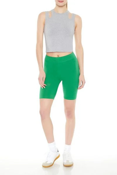 Cotton-Blend High-Rise Biker Shorts | Forever 21