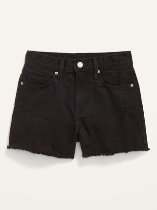 Extra High-Waisted Distressed Black Cut-Off Jean Shorts for Girls | Old Navy (US)