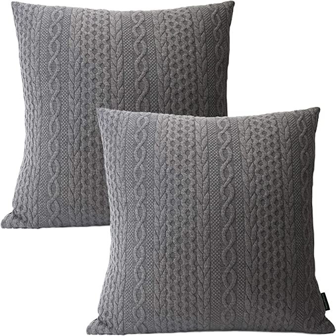 Booque Valley Throw Pillow Covers, Pack of 2 Super Soft Elegant Modern Embossed Patterned Gray Cu... | Amazon (US)
