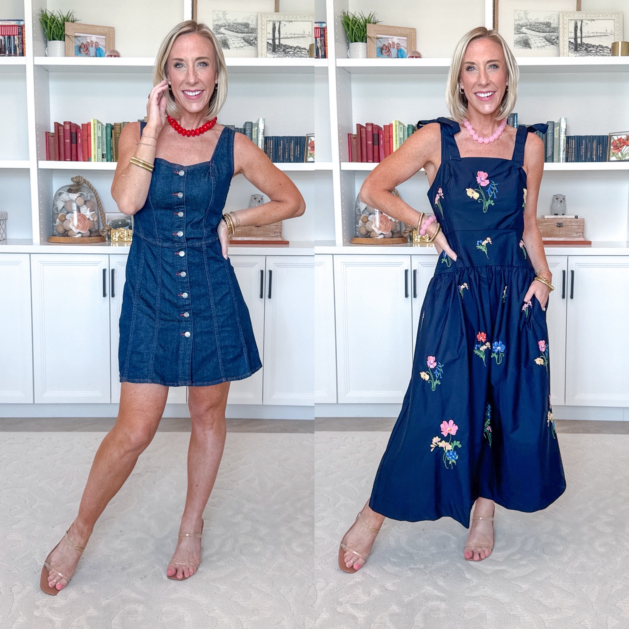Walmart - summer dresses. Denim Mini Dress - size XS. $34. Embroidered Cotton Sleeveless Maxi Dress - size XS. $38. 2 colors.

#LTKSeasonal #LTKOver40