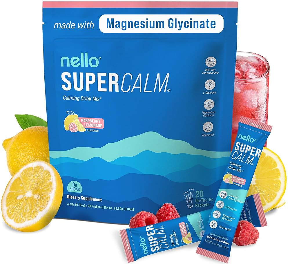 Supercalm Powdered Drink Mix, Raspberry Lemonade, L Theanine, Ksm-66 Ashwagandha, Magnesium Glyci... | Amazon (US)