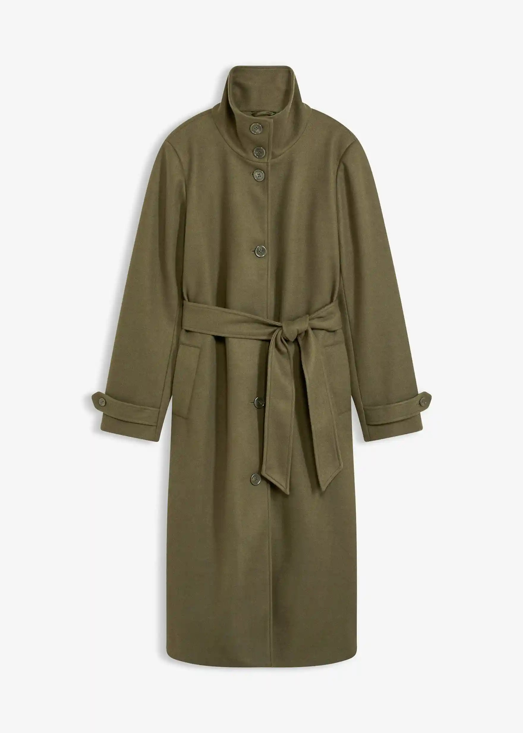 eleganter Mantel mit Knopfdetail und Gürtel - grün | bonprix | Bonprix DE