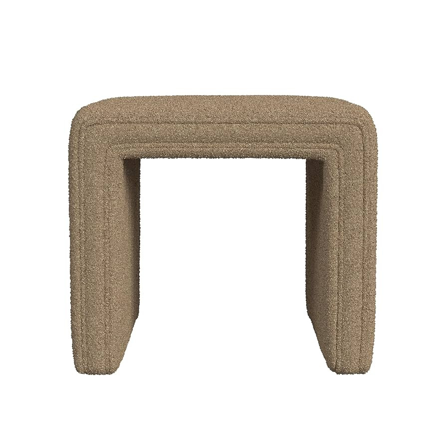 HomePop Modern Channel Tufted Ottoman Home Décor|Ottoman for Living Room & Bedroom - Brown Boucl... | Amazon (US)