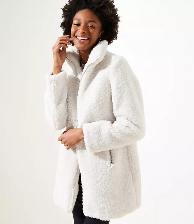 Fleece Funnel Neck Coat | LOFT | LOFT