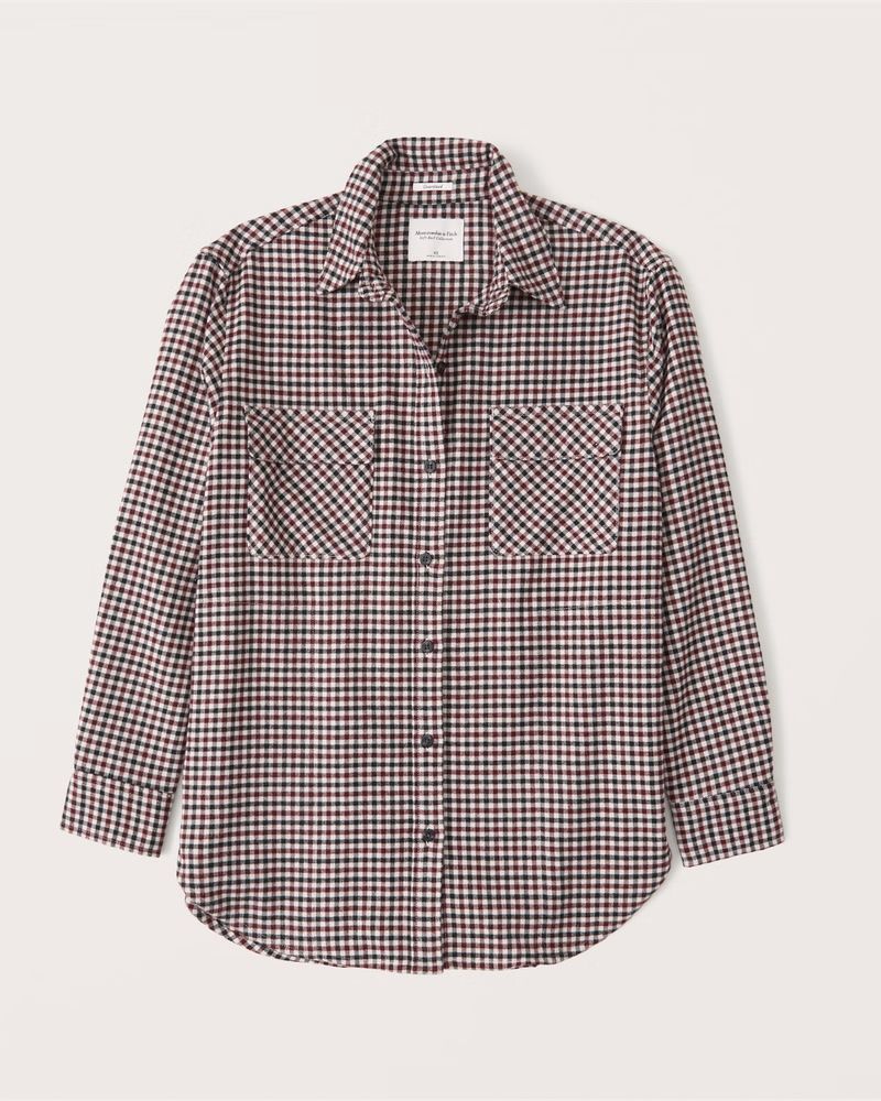 Women's Oversized Menswear Flannel Shirt Jacket | Women's Tops | Abercrombie.com | Abercrombie & Fitch (US)