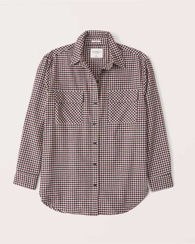 Oversized Menswear Flannel Shirt Jacket | Abercrombie & Fitch (US)