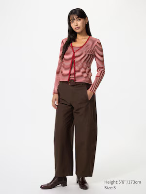 Uniqlo - Jersey Barrel Leg Trousers - Navy | UNIQLO (UK)