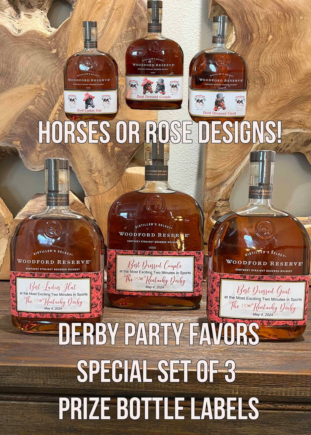 Whiskey Labels for 3 Prize Bourbon bottles 2024 Kentucky Derby Party, 6 Sizes Available MAILED TO... | Etsy (US)