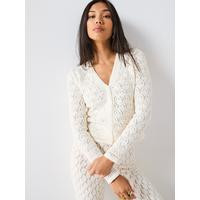 Mango Pattern Knit Detailed Cardigan - Cream | Very (UK)