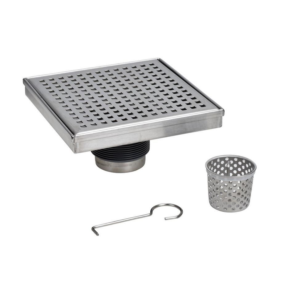 Oatey Designline 6 in. x 6 in. Stainless Steel Square Shower Drain with Square Pattern Drain Cove... | The Home Depot