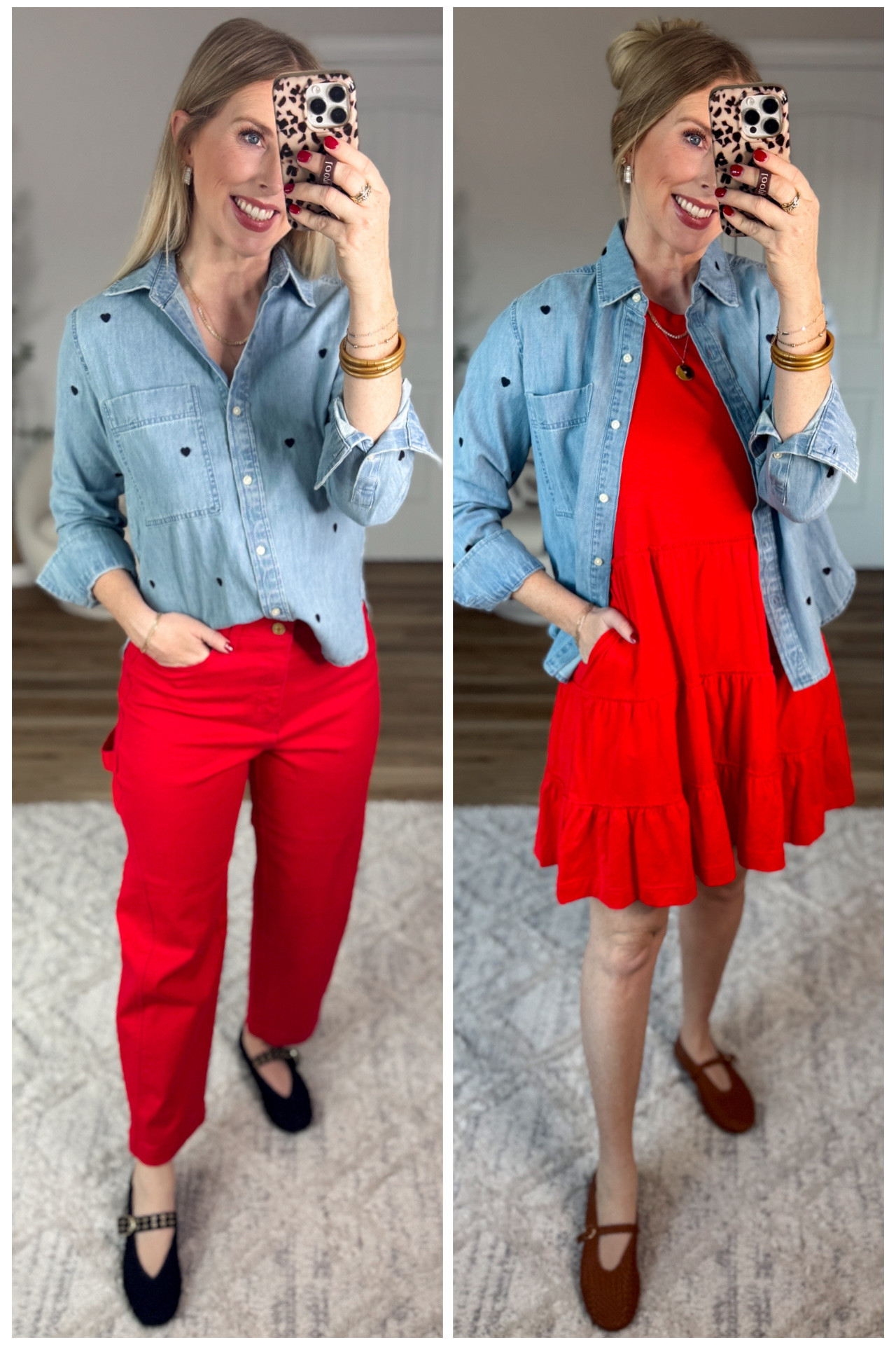 2 ways to style this chambray shirt with embroidered hearts from Walmart! 

#LTKootd #LTKFindsUnder50