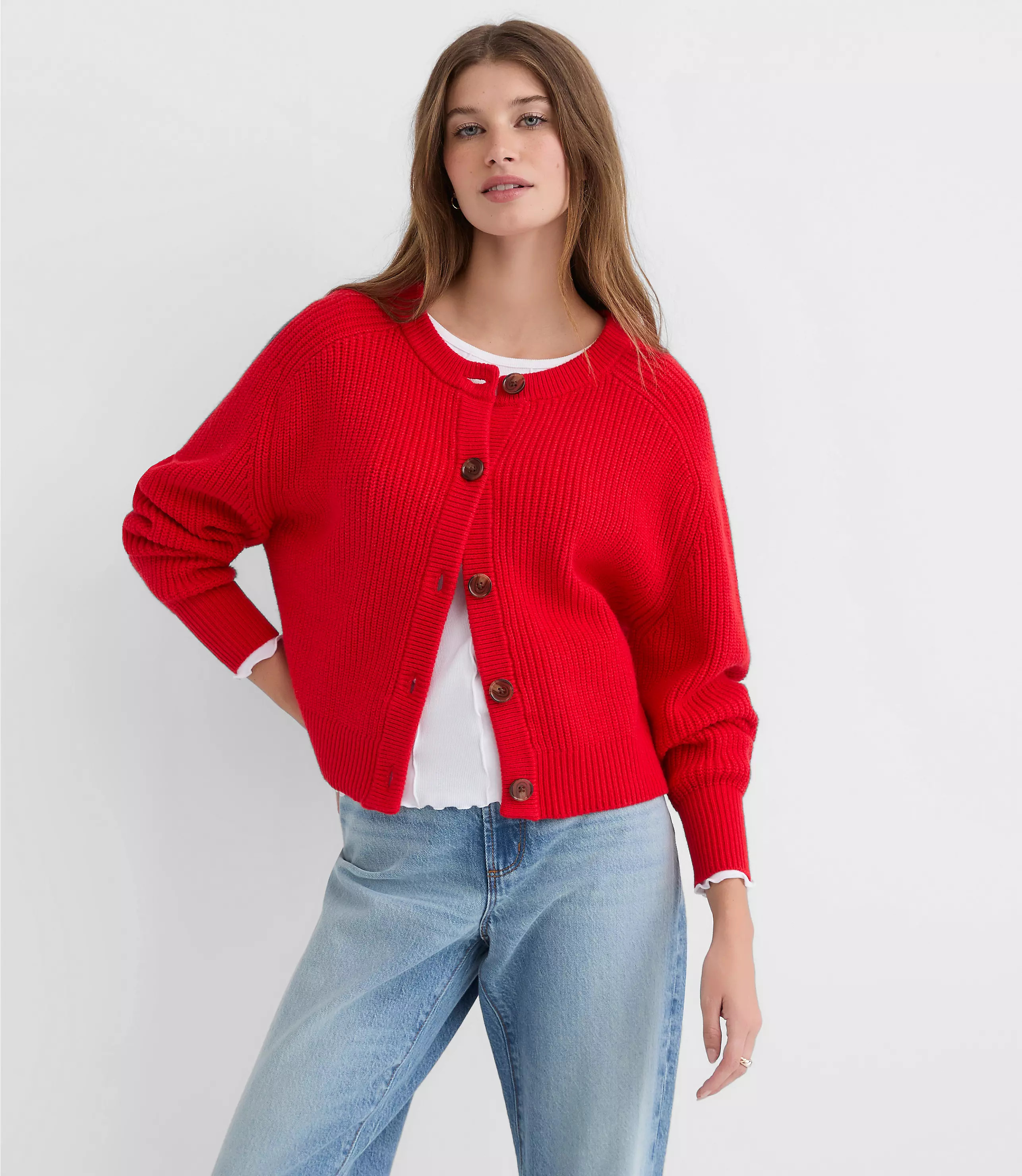 Ribbed Relaxed Cardigan | LOFT