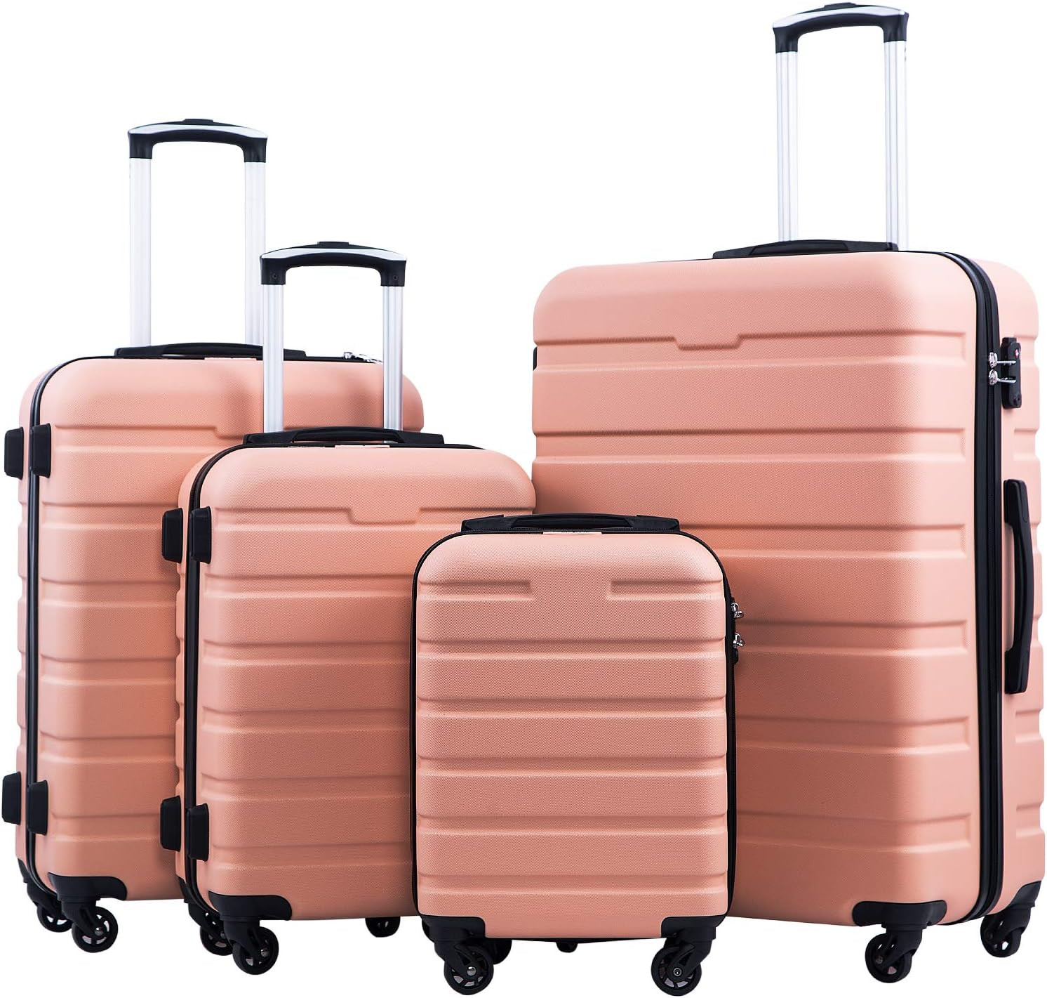Coolife Luggage Suitcase Spinner Hardshell Lightweight TSA Lock (family set-sakura pink, 4 piece ... | Amazon (US)