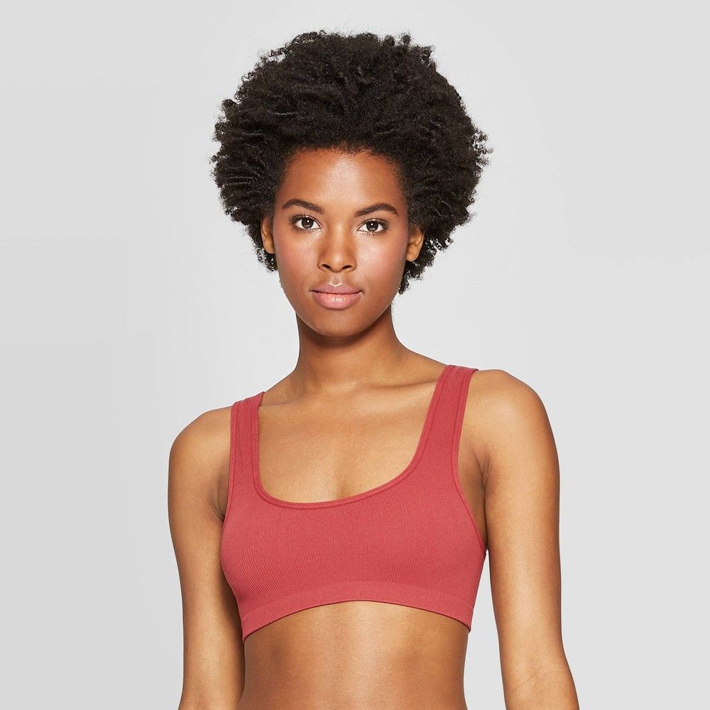 Women's Seamless Ribbed Cami Bralette - Colsie Maroon XL, Red | Target