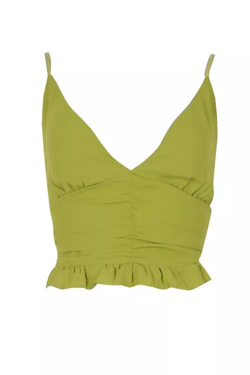 Gerafftes Rüschen-Trägertop | Boohoo.com (DE)