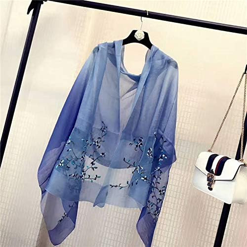 Women Silk&Wool Gradient Embroidered Scarf Headwrap Shawl | Amazon (US)