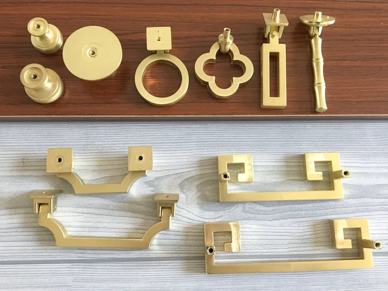 2.5 3.75 5 Brass Drawer Pulls Cabinet Handles Knobs Dresser Pull Knob Brushed Brass Drop Ring Cab... | Etsy (US)