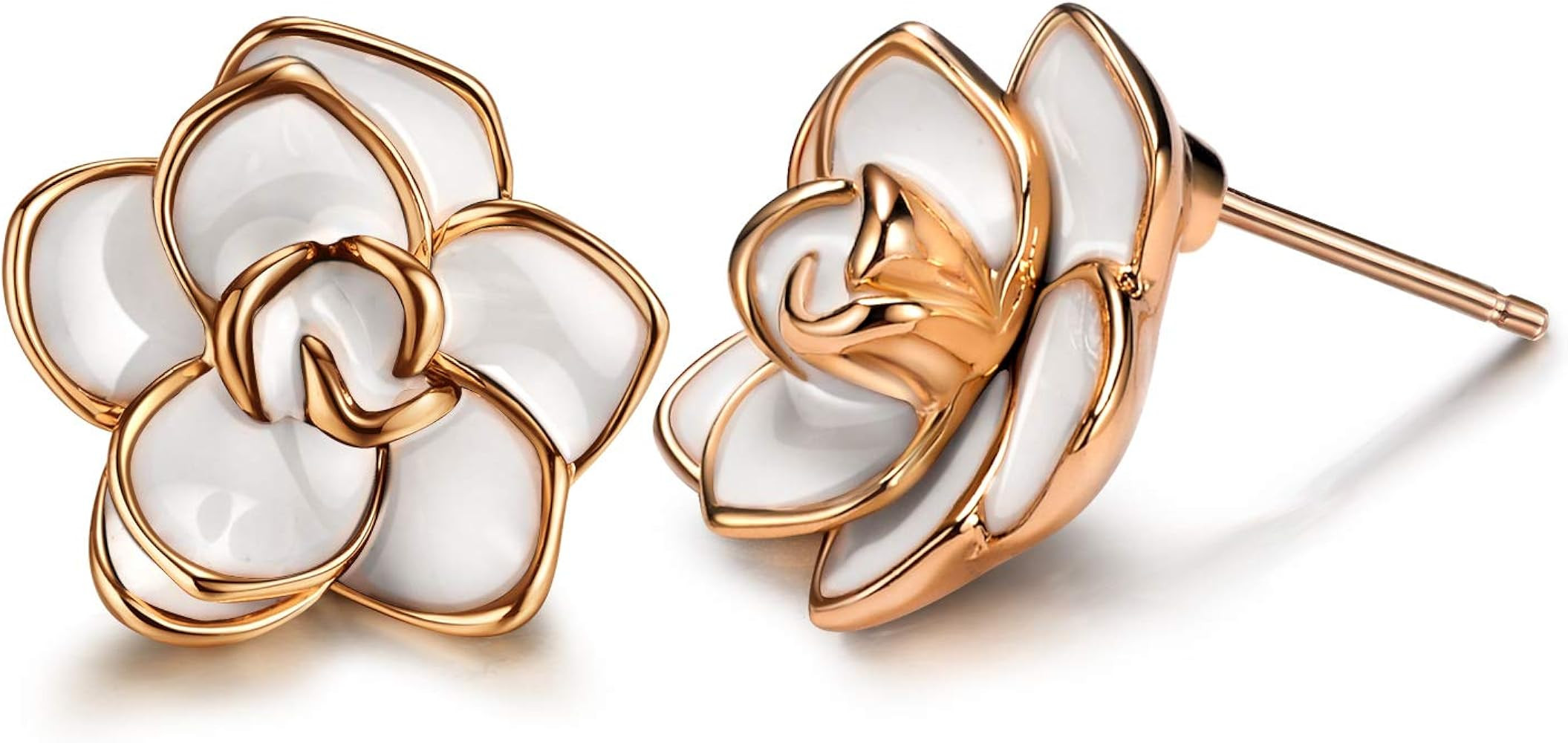 AllenCOCO Rose Flower Stud Earrings for Women Sensitive Ears, Hypoallergenic Cute Gold And Silver... | Amazon (US)