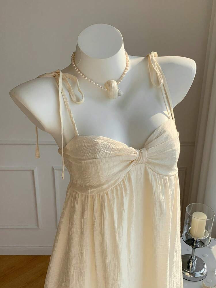 SHEIN EZwear Solid Color Casual Daily Wear Women Spaghetti Strap Dress For Spring And Summer | SHEIN
