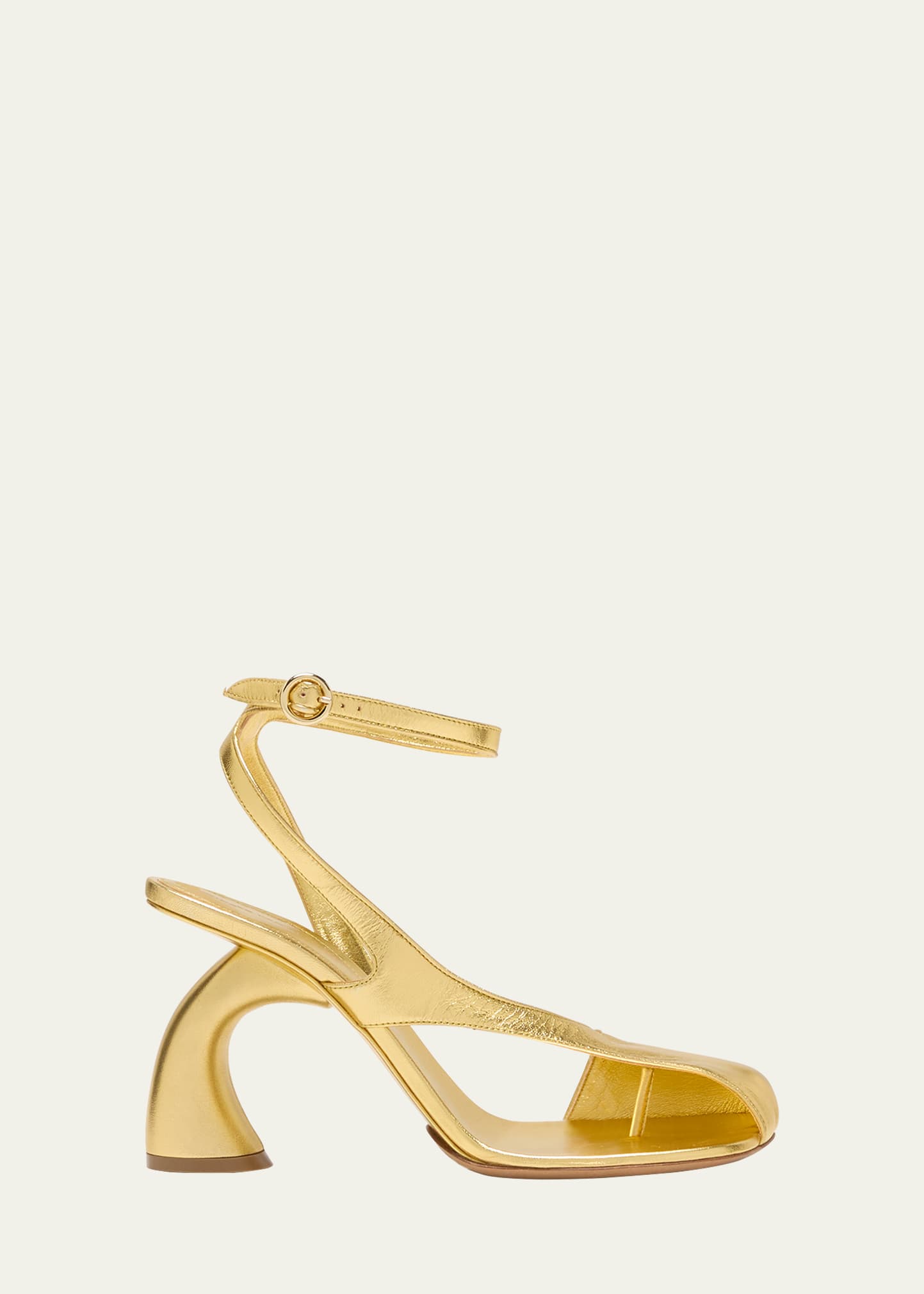 Dries Van Noten Asymmetrical Metallic Ankle-Strap Sandals | Bergdorf Goodman