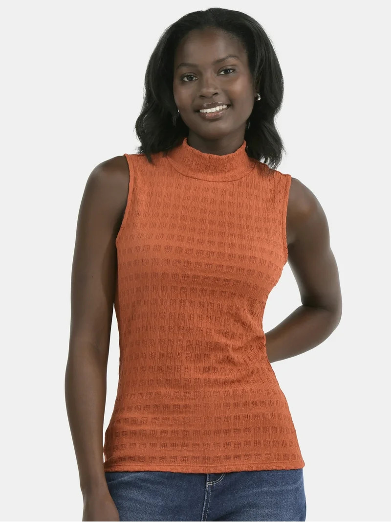 Time and Tru Women's Pucker Mock Neck Top, XS-XXXL | Walmart (US)